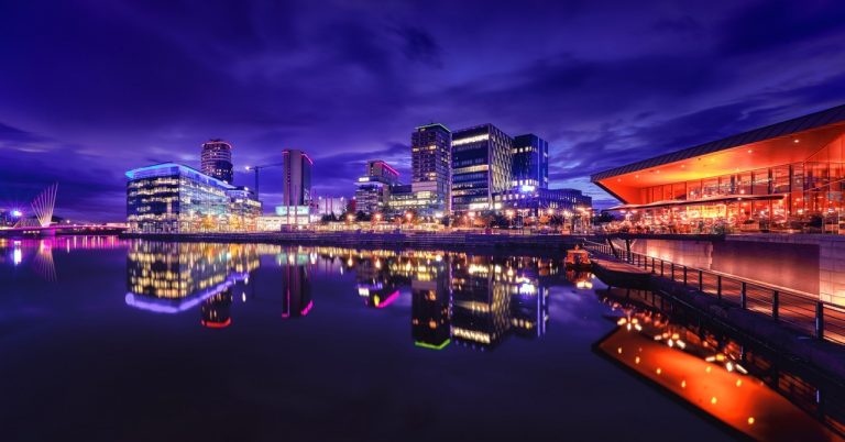 Image of Manchester skyline to reflect their commitment to going net zero carbon by 2030